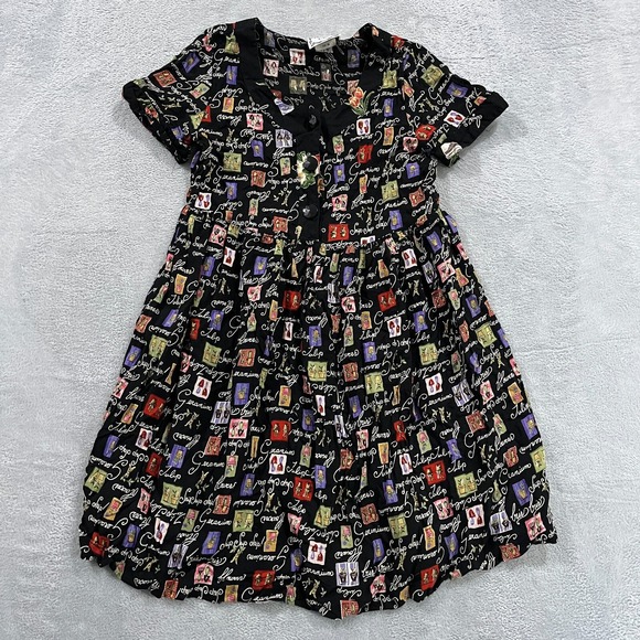 VTG Dressing Clio Dress Women's‎ Small Black Retro 3 Buttons Cottagecore